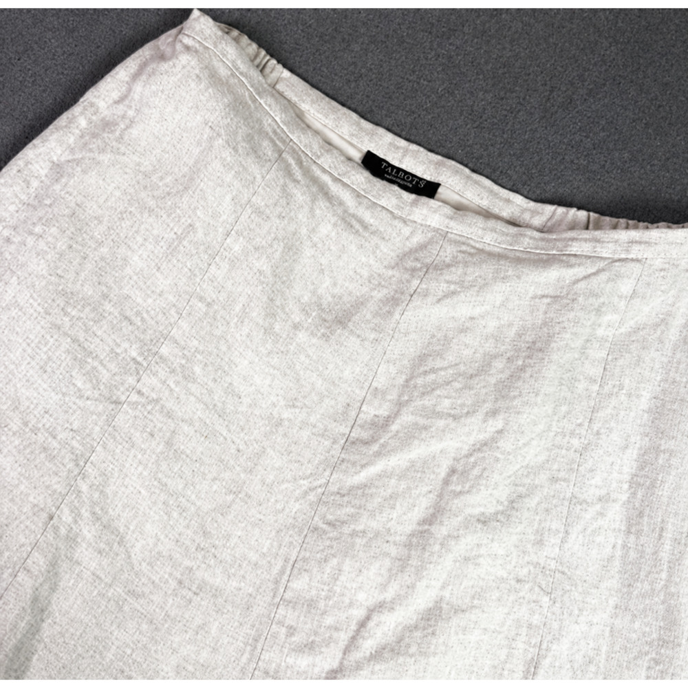 Talbots 100% Linen A-Line Midi Skirt Wome's 14WP Petite Plus Minimalist Neutral